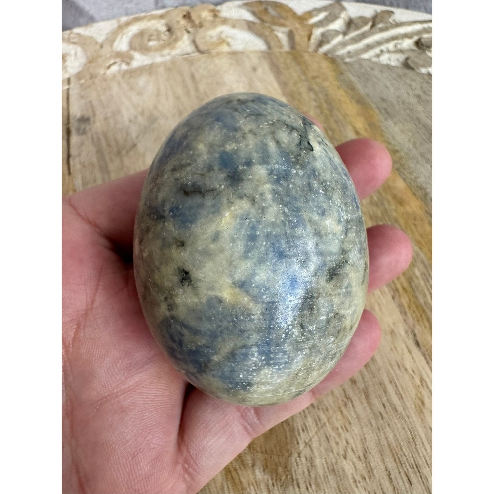 Natural Stone Egg Blue Gray Speckled Decorative Accent